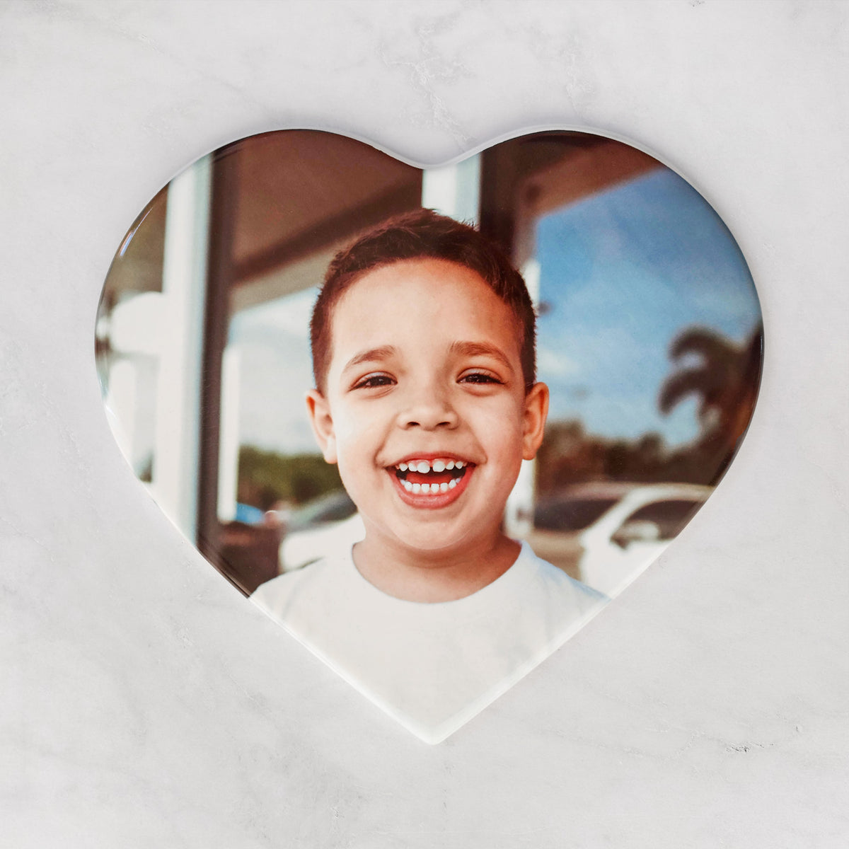 Memorial Ceramic Photo Plaque, 32 cm wide – Heart Shaped Porcelain for Headstones