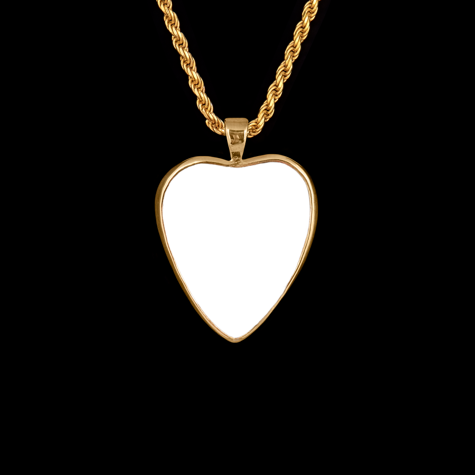 Gold Memorial Pendant with Heart Ceramic Stone