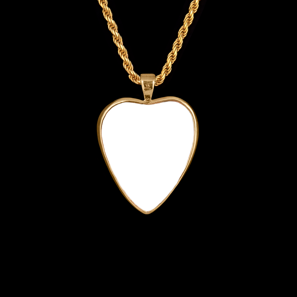 Gold Memorial Pendant with Heart Ceramic Stone