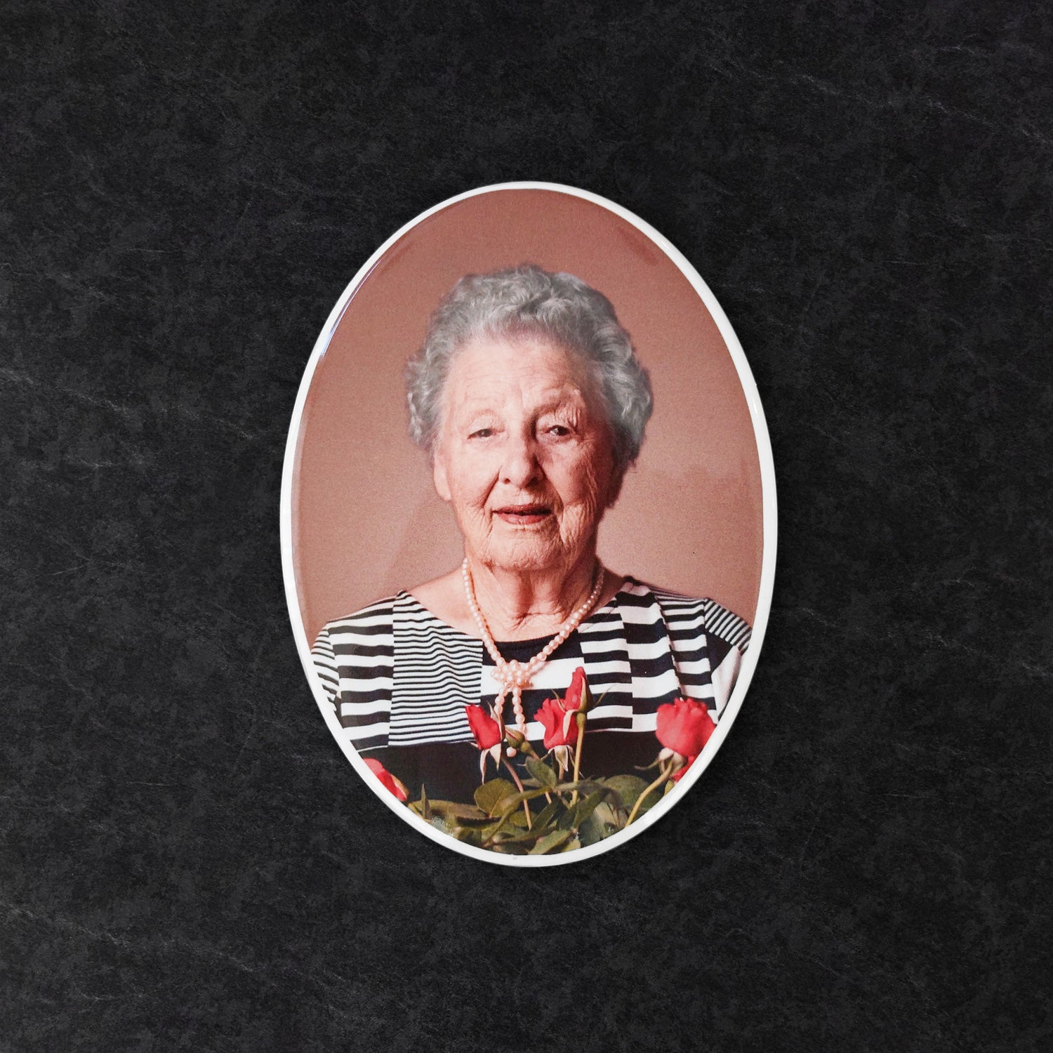 Memorial Ceramic Photo Plaque, 11 x 15 cm – Oval Porcelain for Headstones