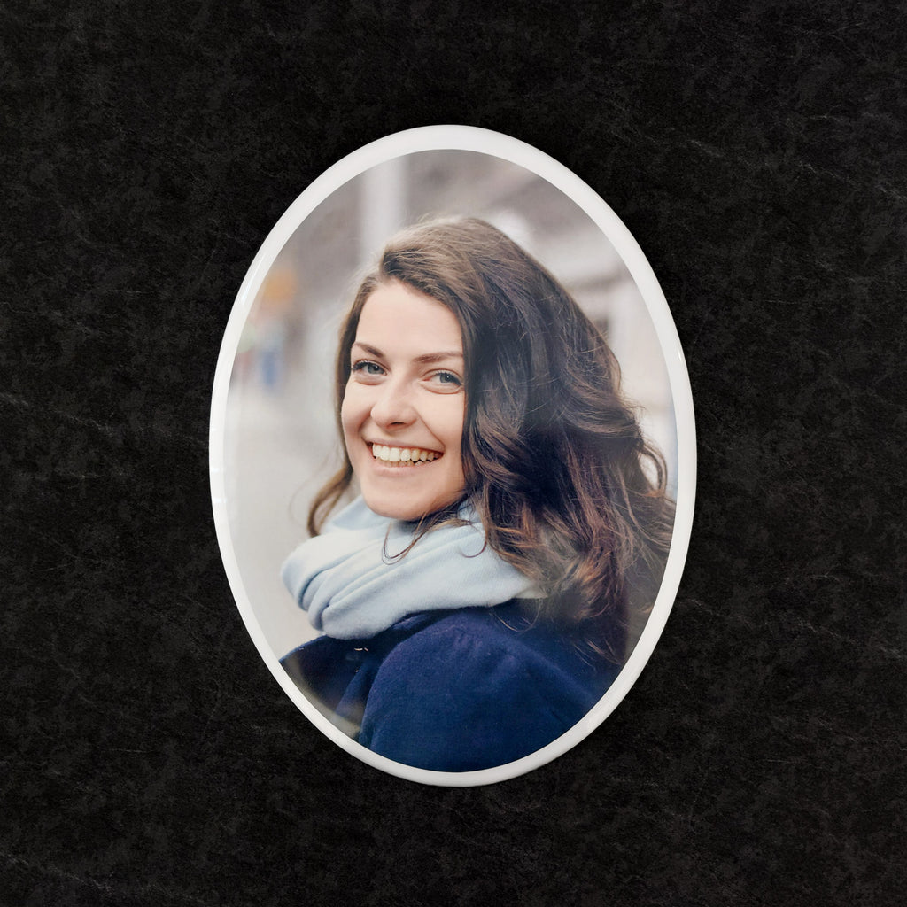 Memorial Ceramic Photo Plaque, 30 x 40 cm – Oval Porcelain for Headstones