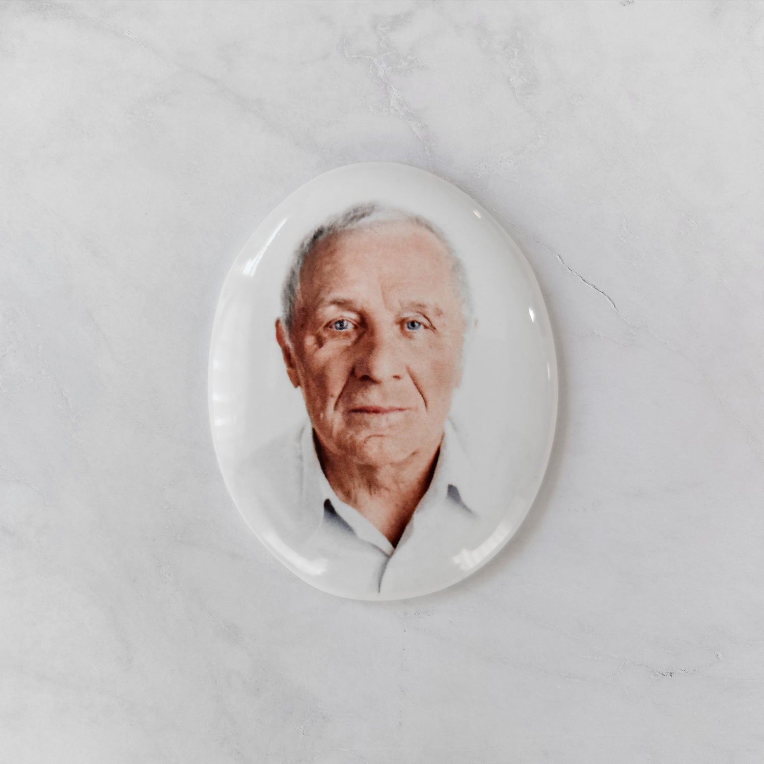 Memorial Ceramic Photo Plaque, 5 x 6 cm – Oval Porcelain for Headstones