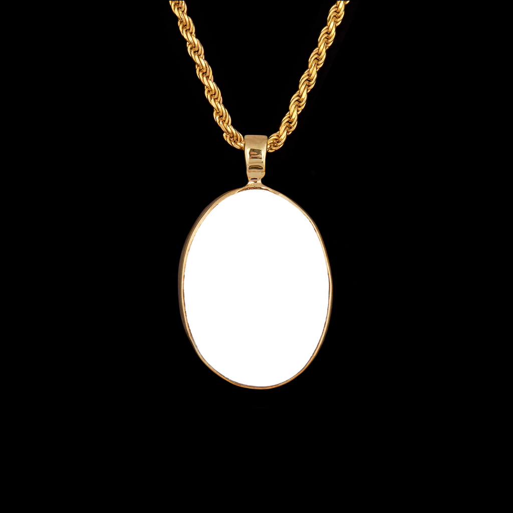 Gold Memorial Pendant with Oval Ceramic Stone