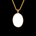 Gold Memorial Pendant with Oval Ceramic Stone