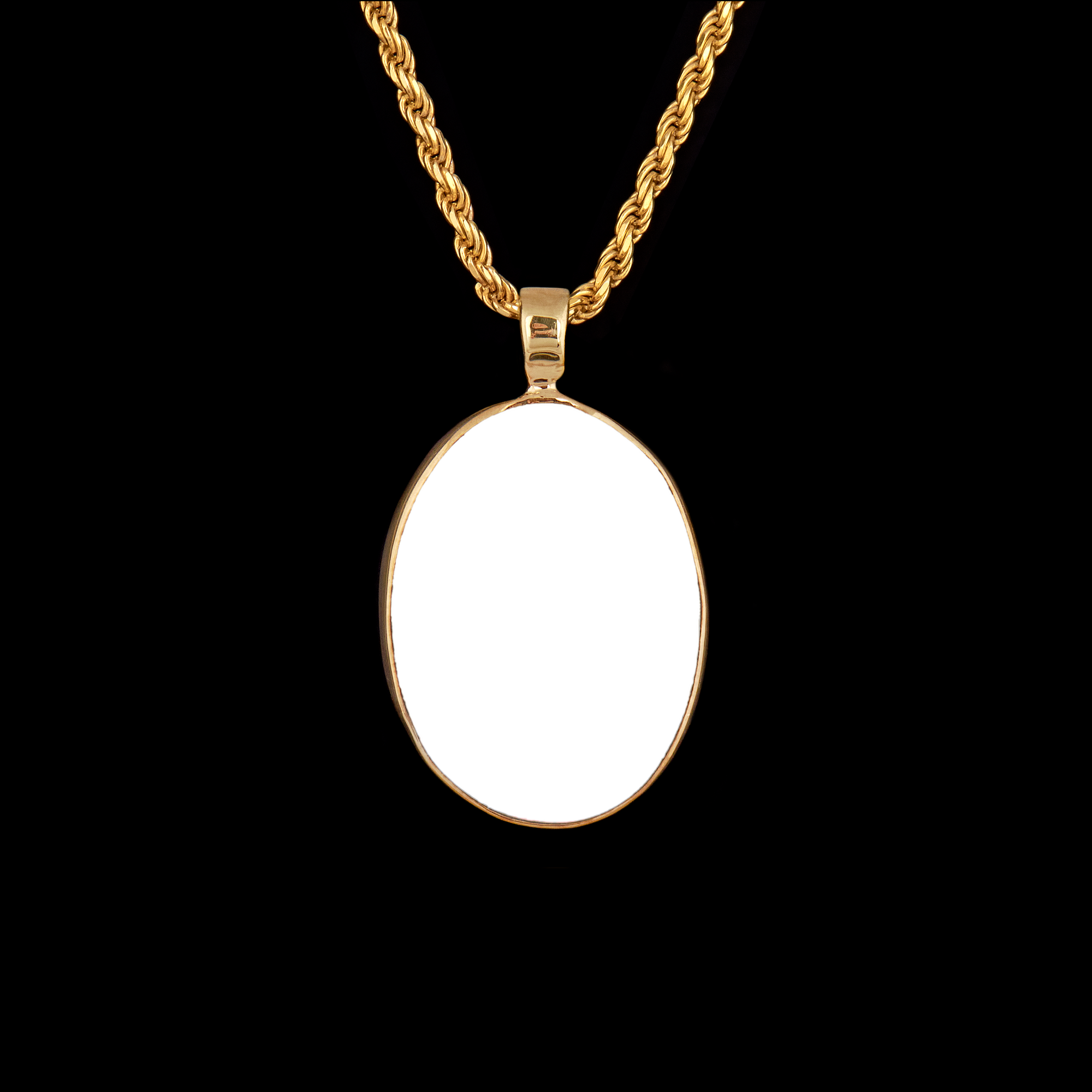 Gold Memorial Pendant with Oval Ceramic Stone