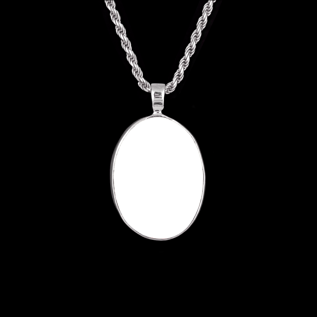 Memorial Pendant with Oval Ceramic Stone, 925 Sterling Silver