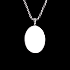 Memorial Pendant with Oval Ceramic Stone, 925 Sterling Silver
