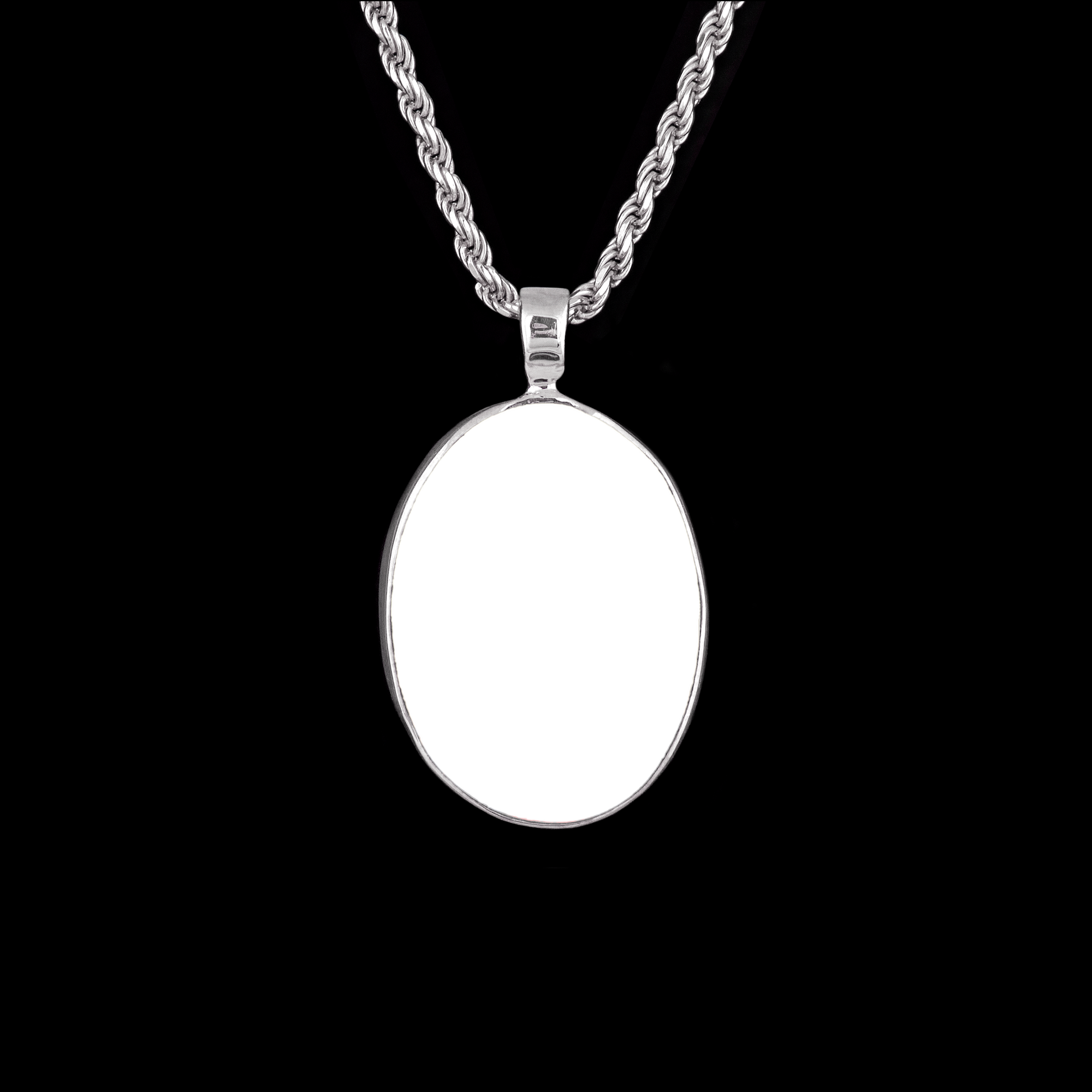 Memorial Pendant with Oval Ceramic Stone, 925 Sterling Silver