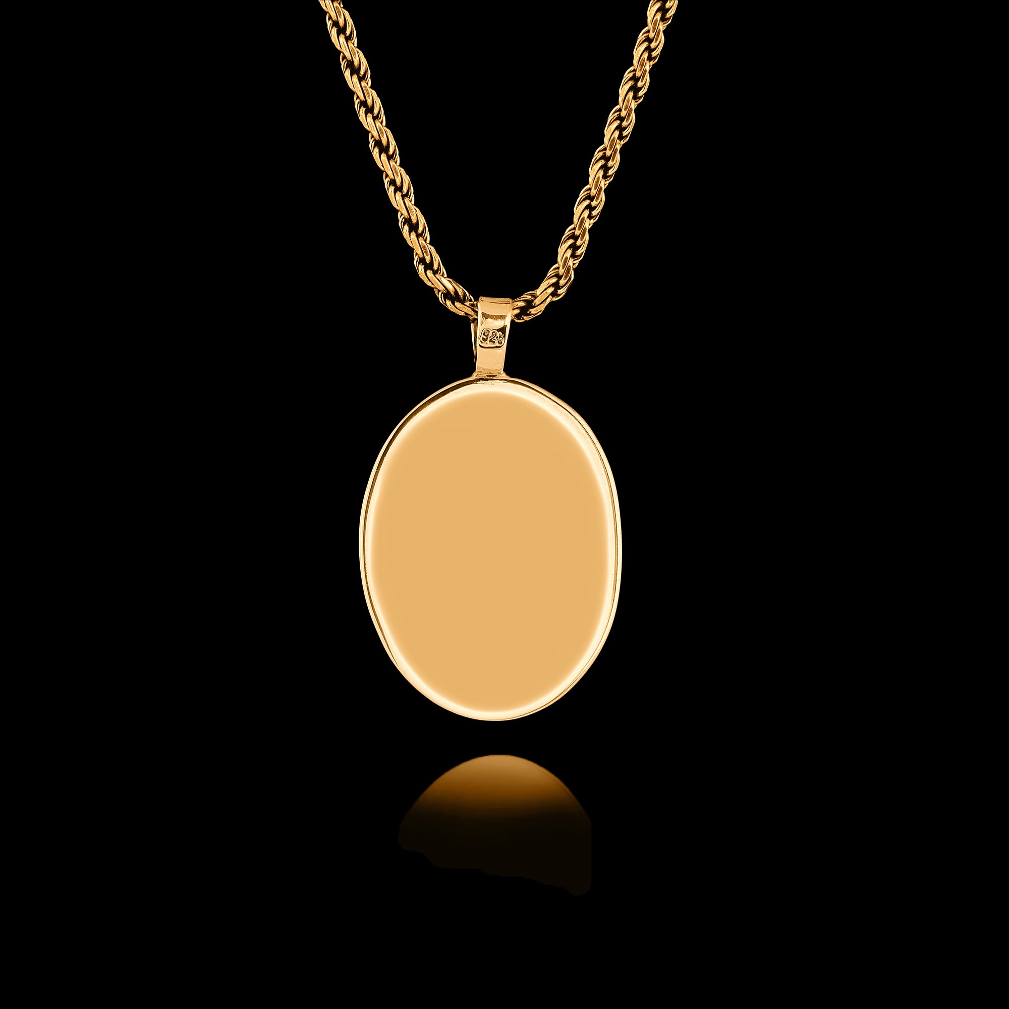 Gold Memorial Pendant with Oval Ceramic Stone