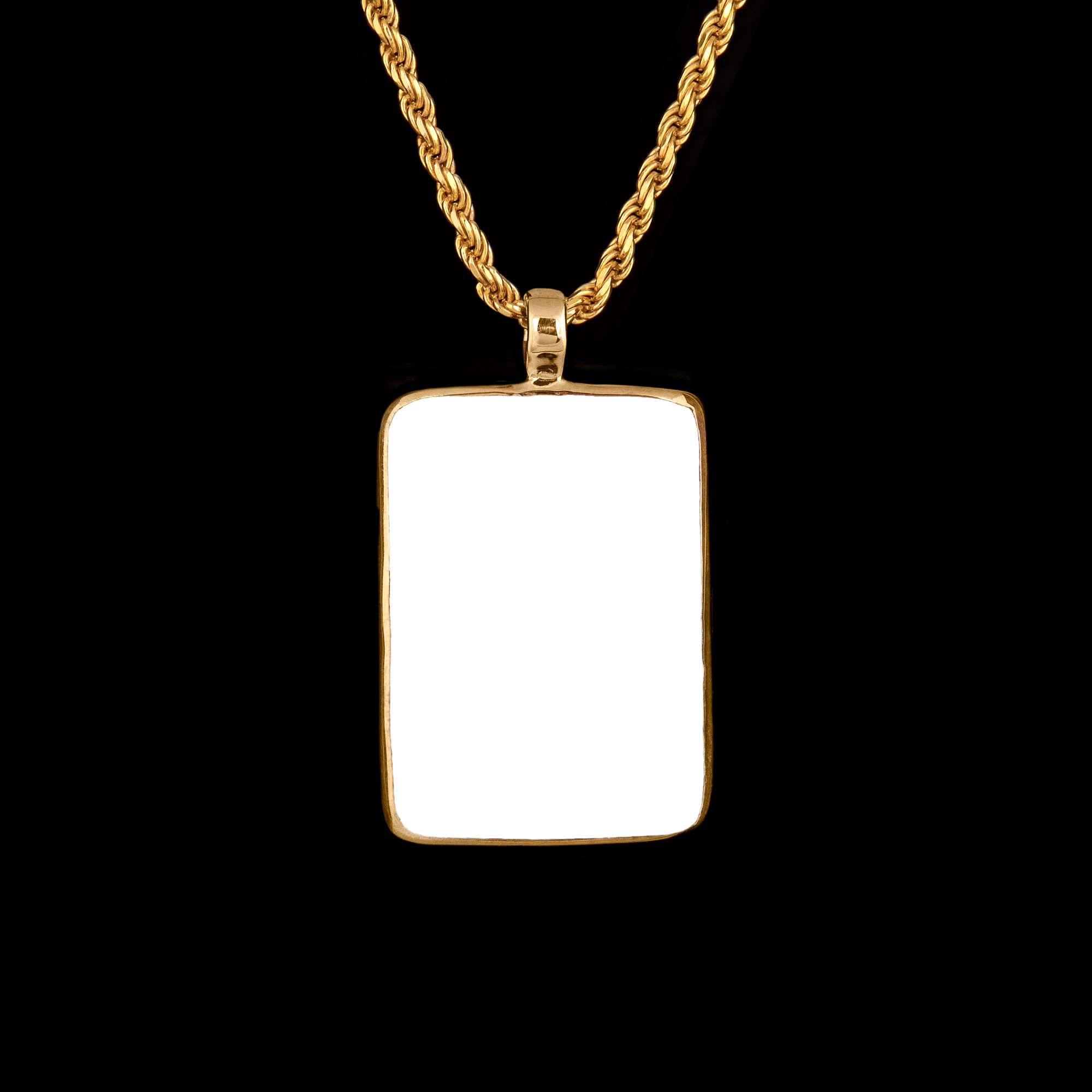 Gold Memorial Pendant with Rectangular Ceramic Stone