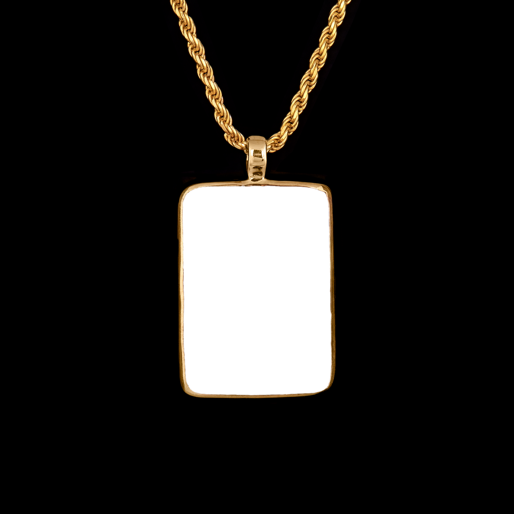 Gold Memorial Pendant with Rectangular Ceramic Stone