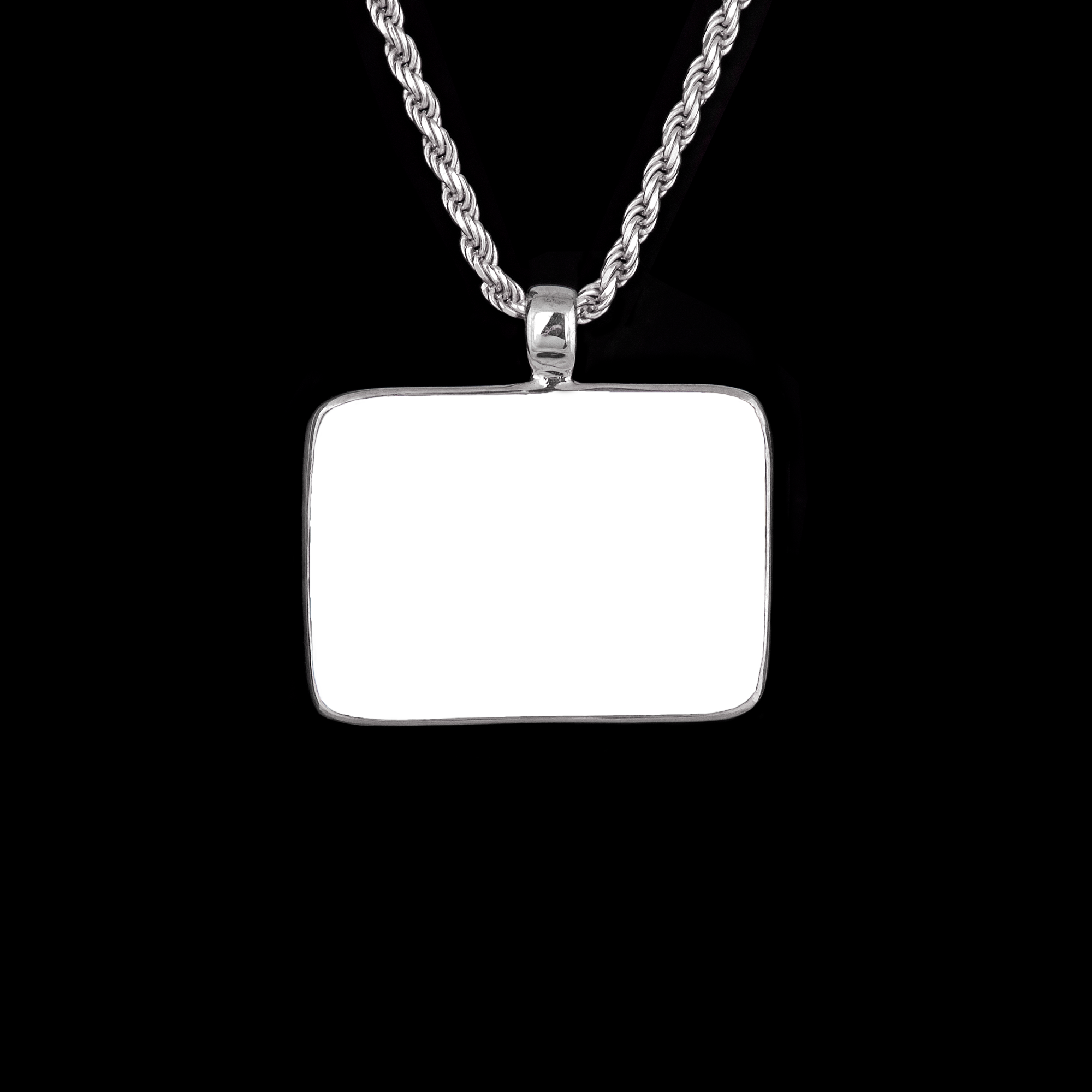 Memorial Pendant with Rectangular Ceramic Stone, 925 Sterling Silver