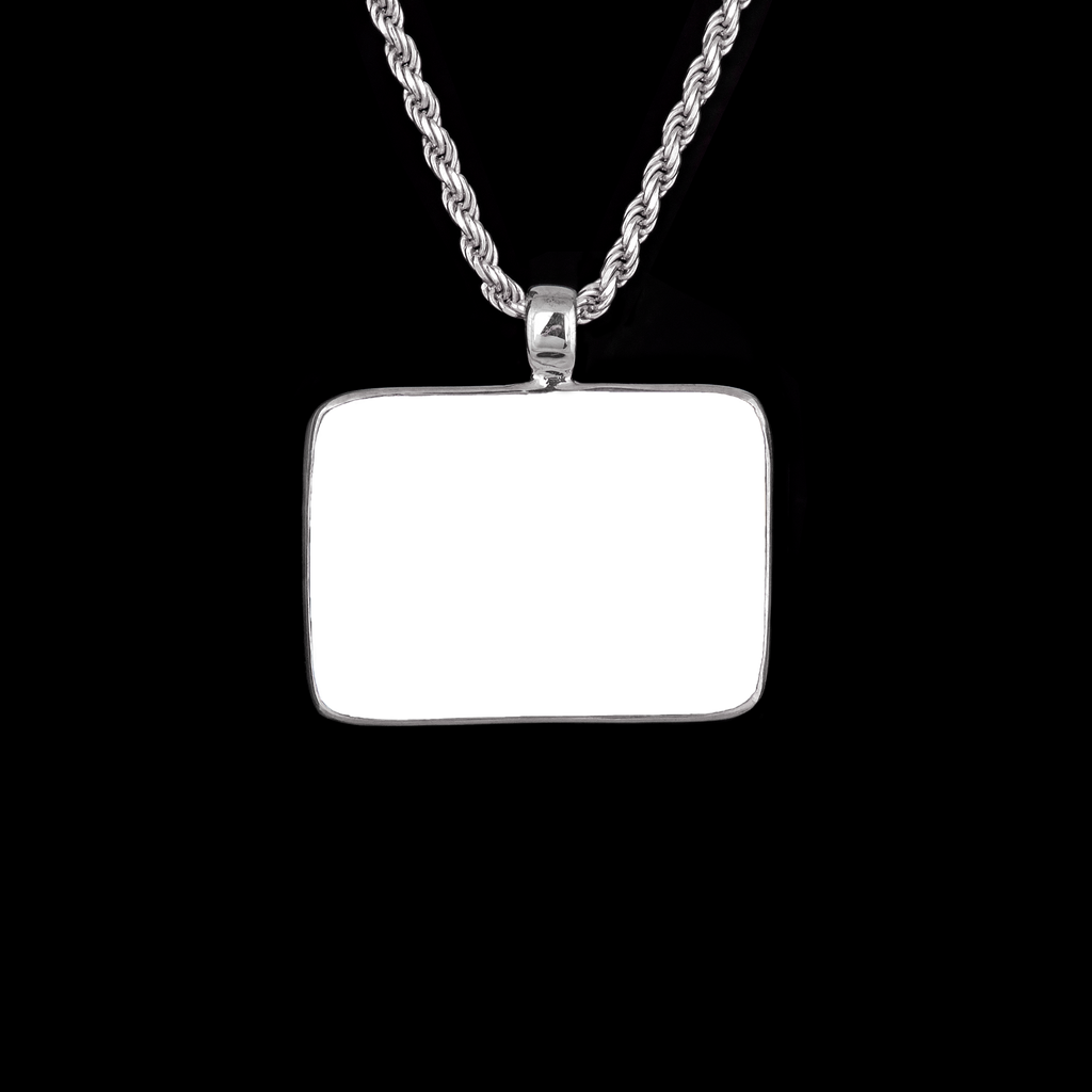 Memorial Pendant with Rectangular Ceramic Stone, 925 Sterling Silver