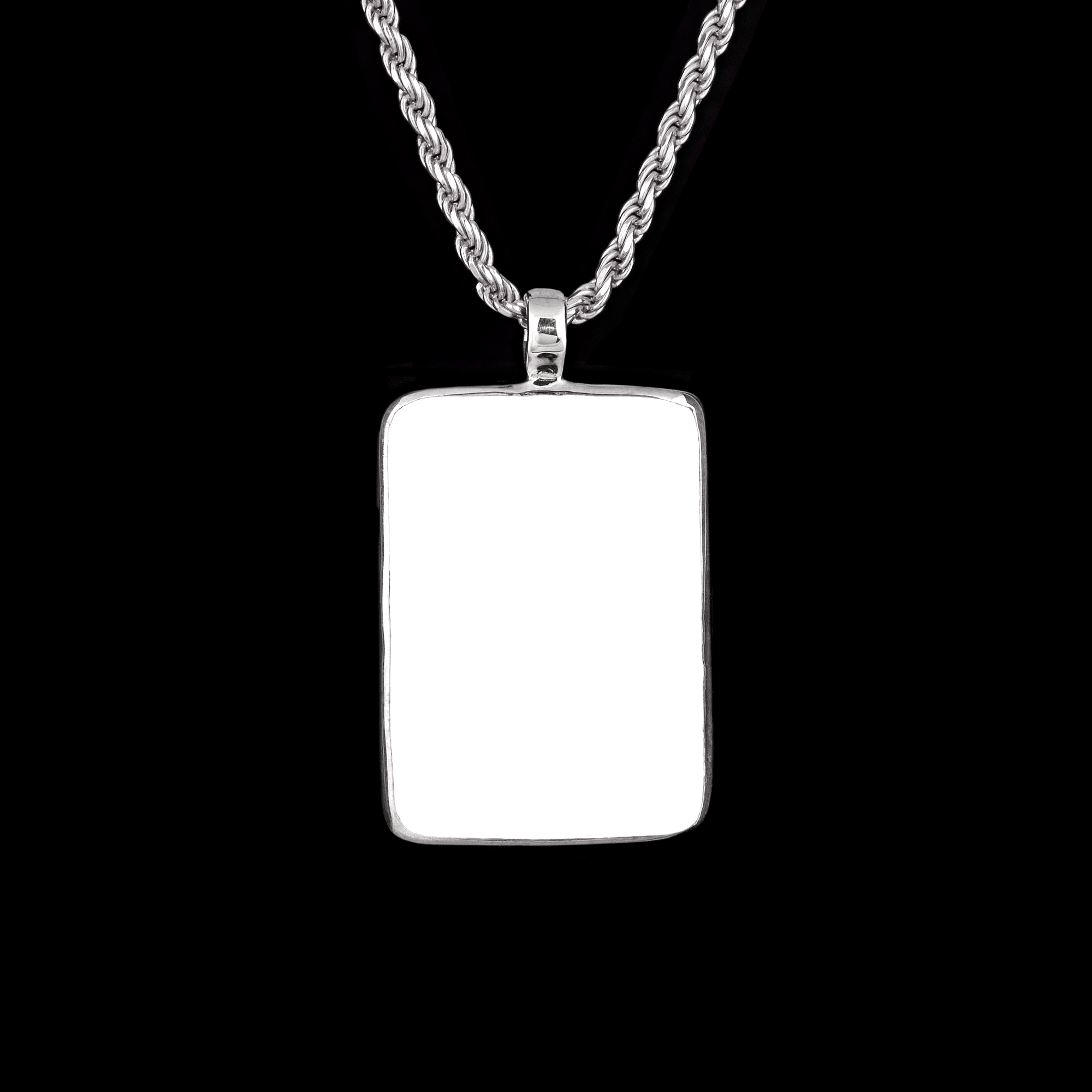 Memorial Pendant with Rectangular Ceramic Stone, 925 Sterling Silver