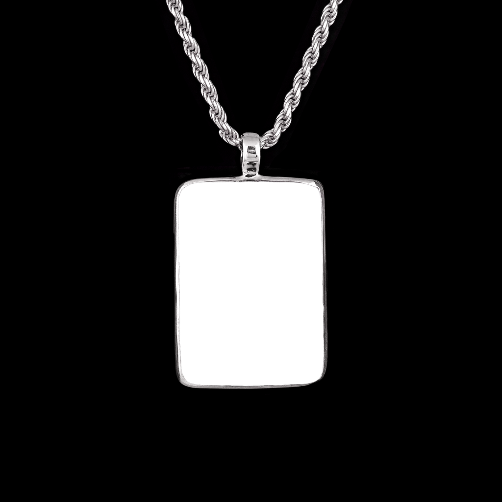 Memorial Pendant with Rectangular Ceramic Stone, 925 Sterling Silver