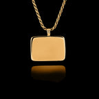 Ciondolo commemorativo in oro con pietra rettangolare in ceramica