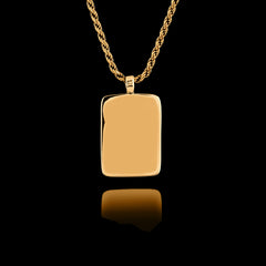 Gold Memorial Pendant with Rectangular Ceramic Stone