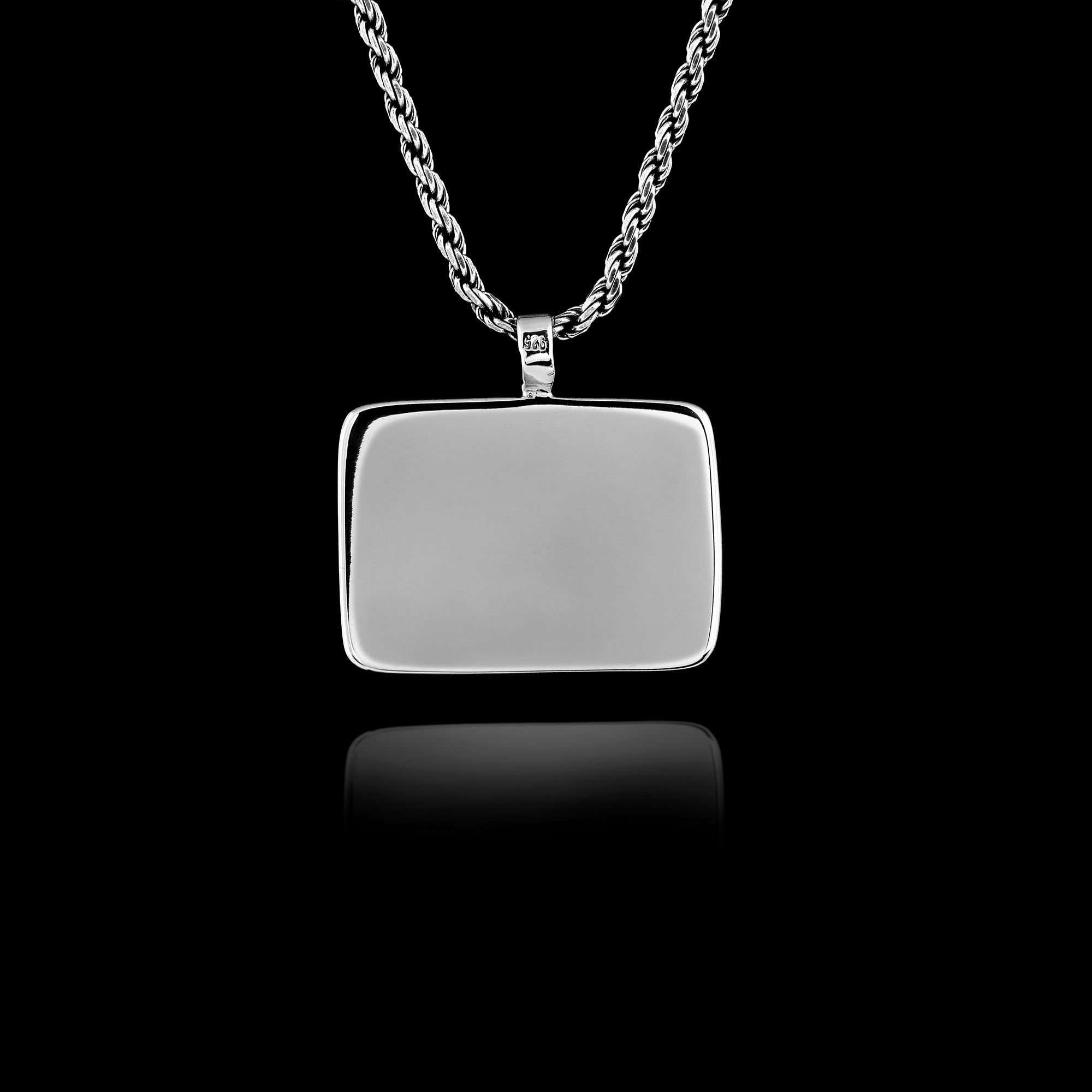 Memorial Pendant with Rectangular Ceramic Stone, 925 Sterling Silver