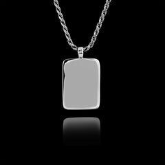 Memorial Pendant with Rectangular Ceramic Stone, 925 Sterling Silver