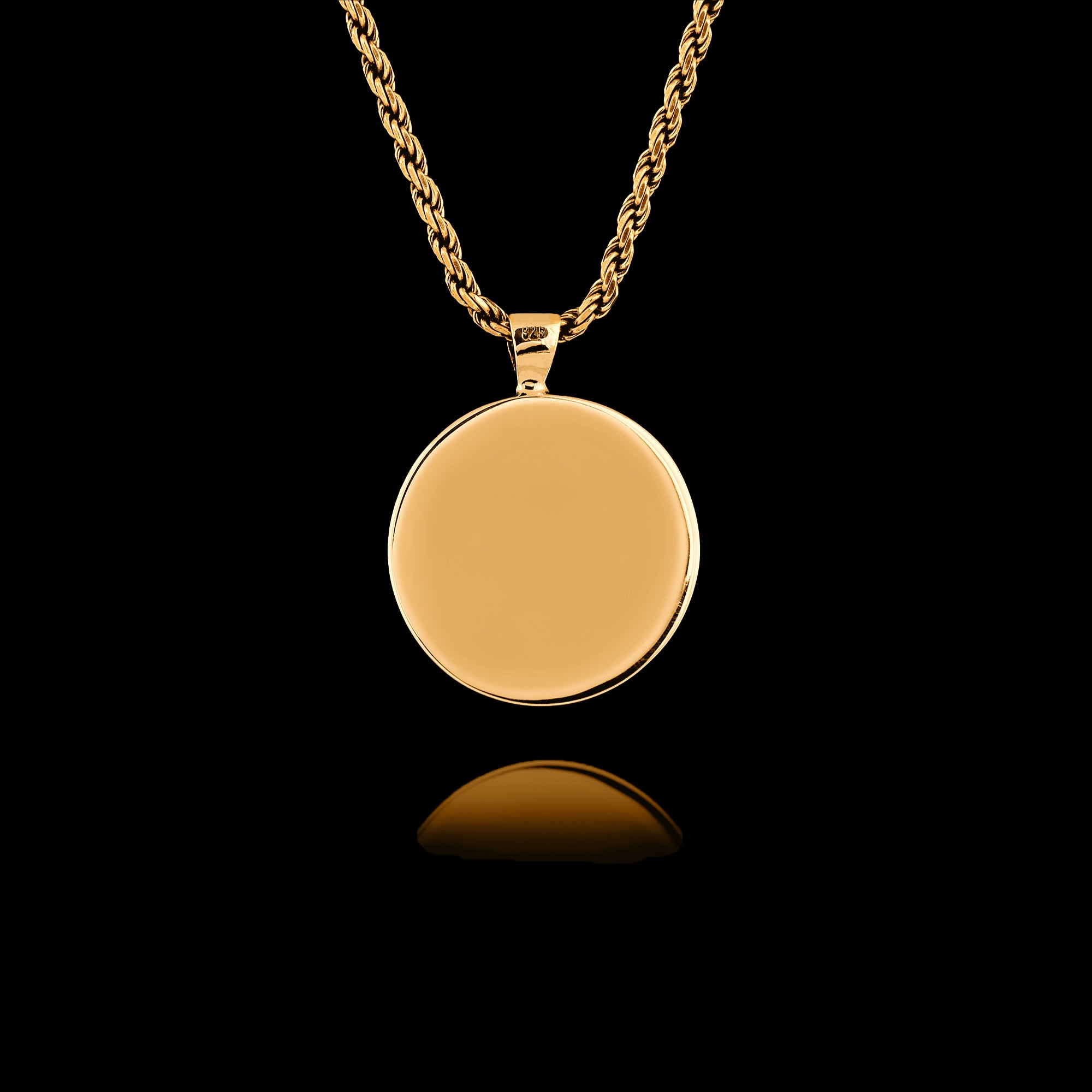 Gold Memorial Pendant with Round Ceramic Stone